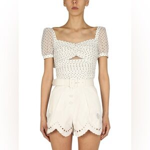 Brand new Self-Portrait puff sleeve polka dot top size 2